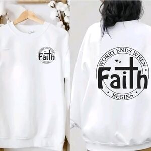 White Graphic Faith Sweatshirt
